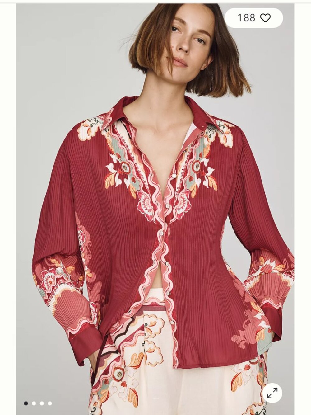 NWT Ranna Gill Eli Pleated Collared Blouse Shirt